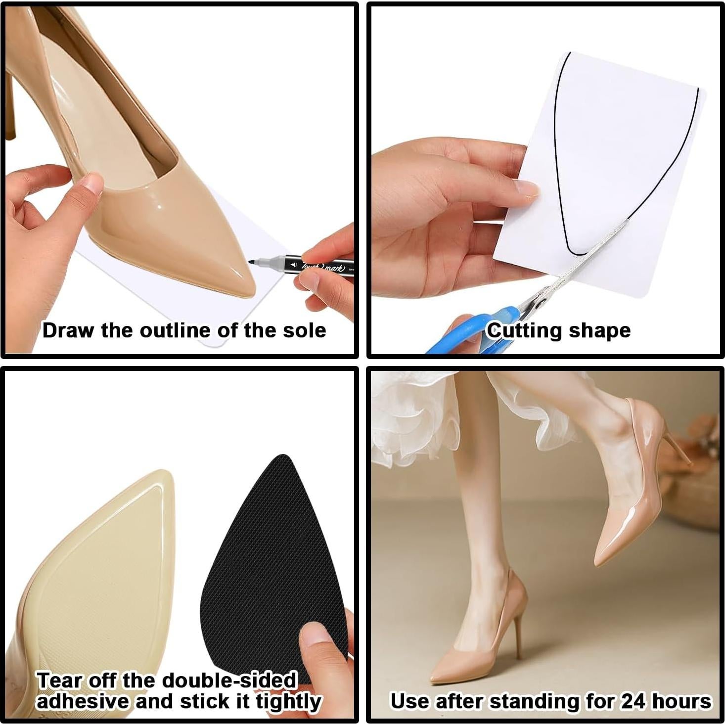 Protectores de Suela de Zapato 6 Pcs Goma Antideslizante 10x25cm