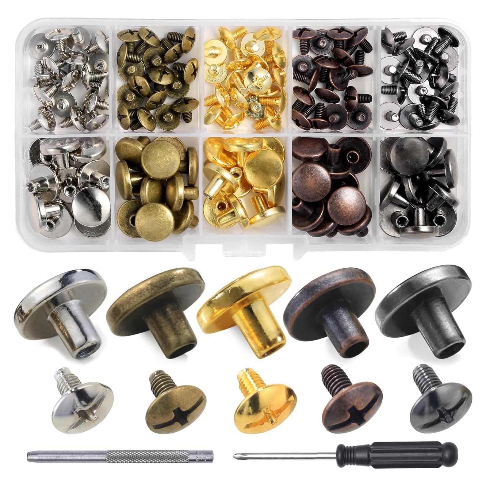 YORANYO 50 Sets Tornillos Chicago Remaches Metálicos para Bricolaje