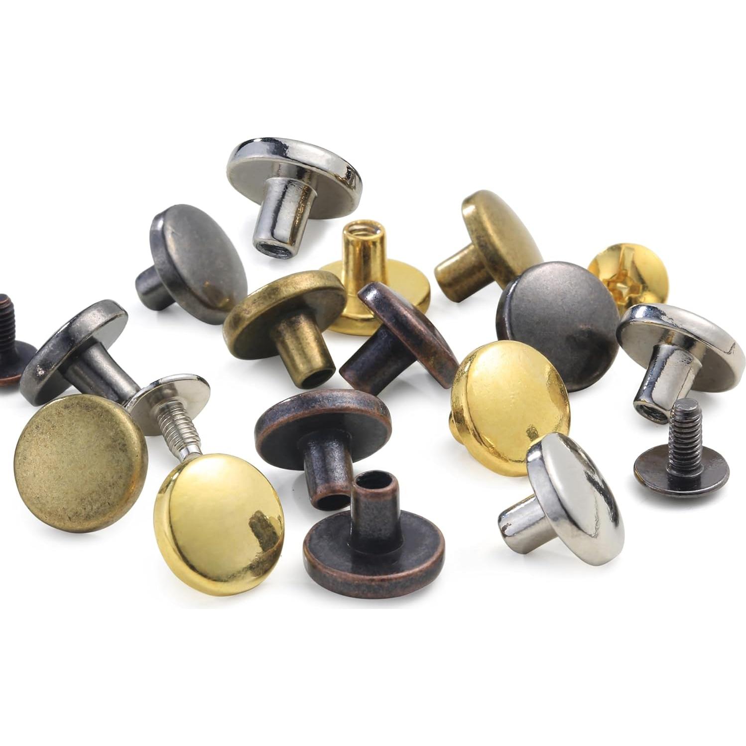 YORANYO 50 Sets Tornillos Chicago Remaches Metálicos para Bricolaje