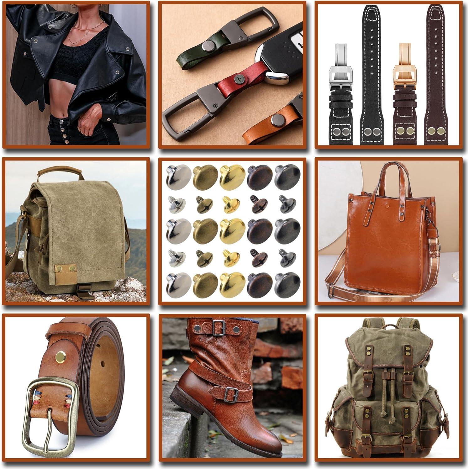 YORANYO 50 Sets Tornillos Chicago Remaches Metálicos para Bricolaje