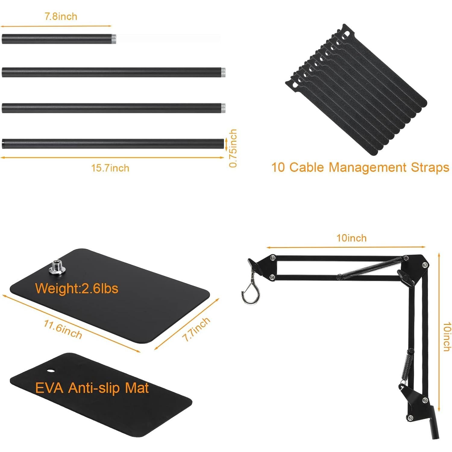 Soporte de Lámpara para Reptiles DXOVEEN Ajustable 44.5-188.7 cm