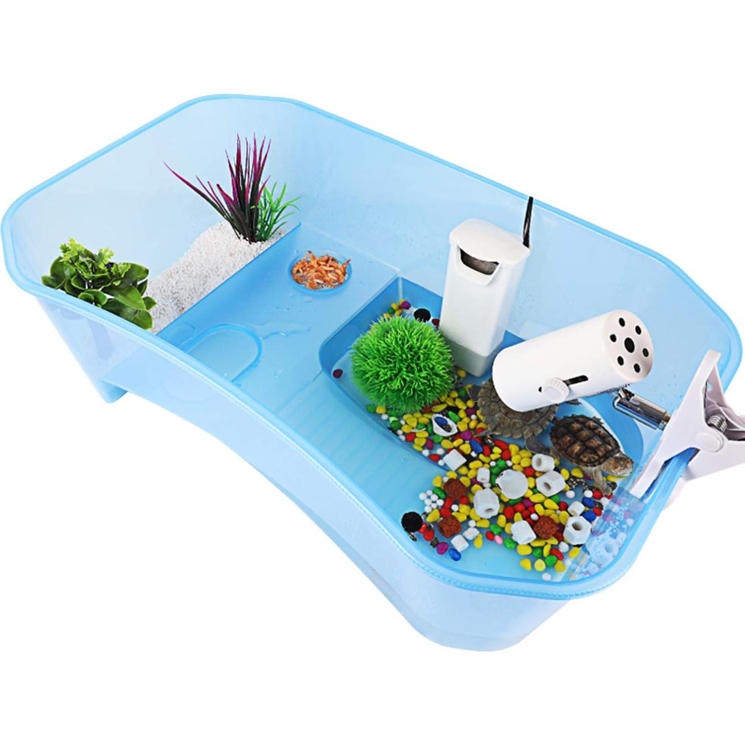 Acuario para Tortugas Rypet 19L con Plataforma y Rampa Antideslizante