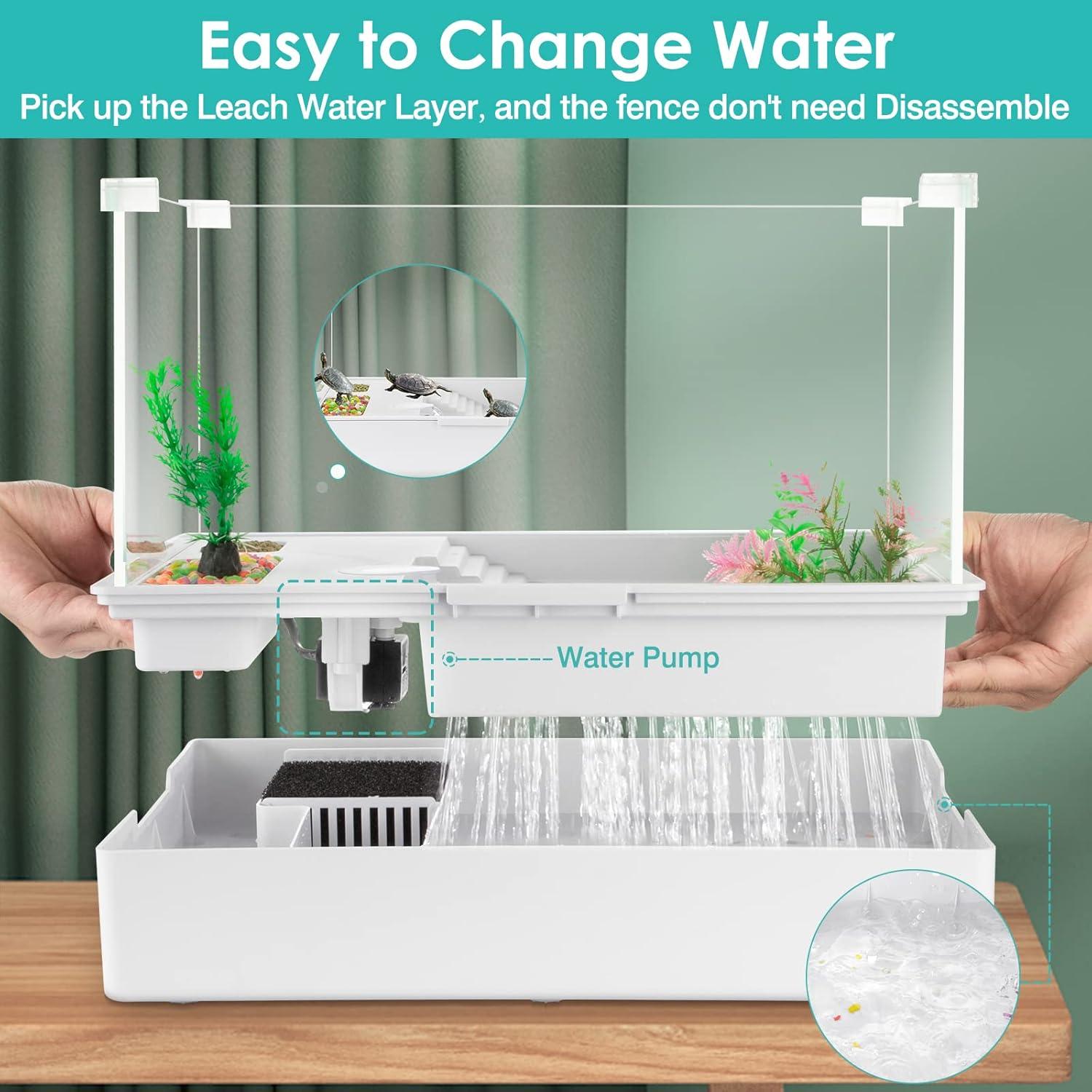Acuario para Tortugas Geegoods 40x30x25.4cm con Bomba de Agua