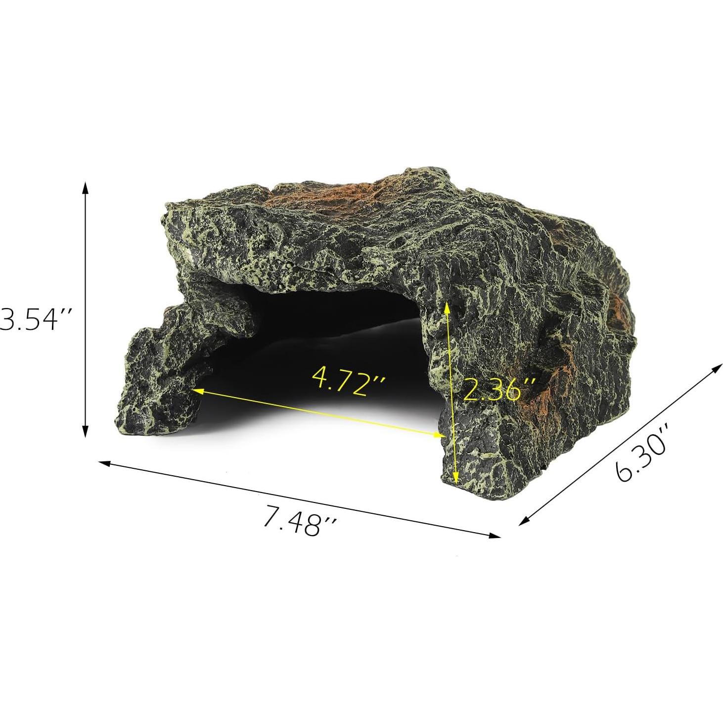 Cueva de roca de resina IBWell para reptiles 19x16cm