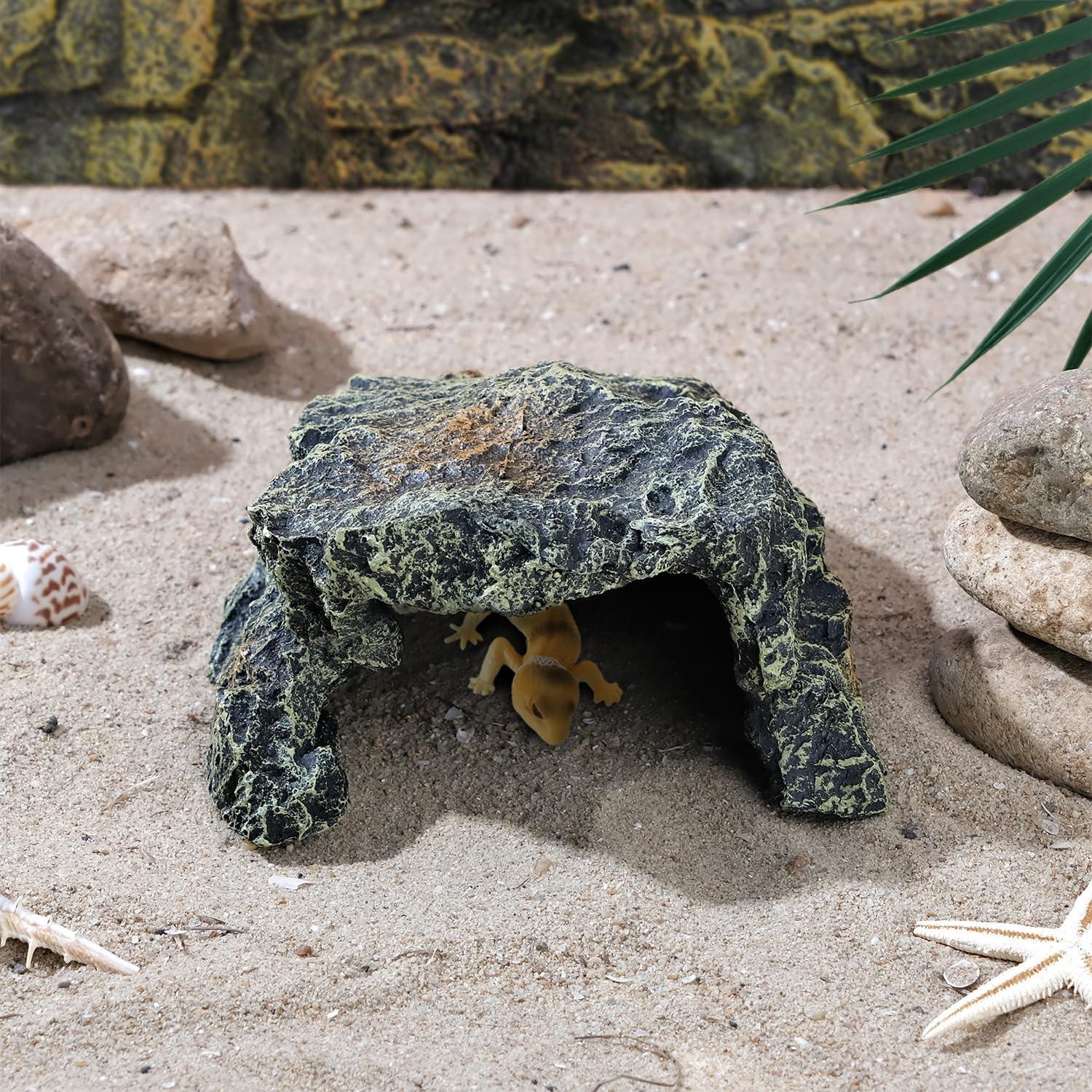 Cueva de roca de resina IBWell para reptiles 19x16cm