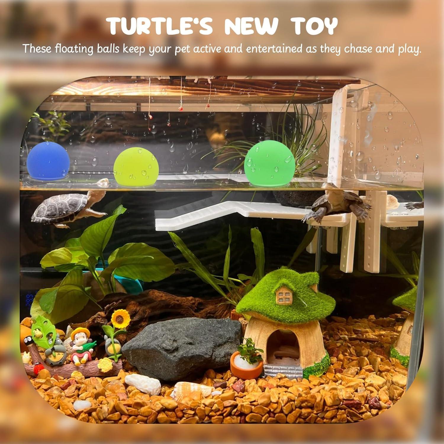 Accesorios para Acuario de Tortuga JJMOLLE - Cepillo y 4 Pelotas