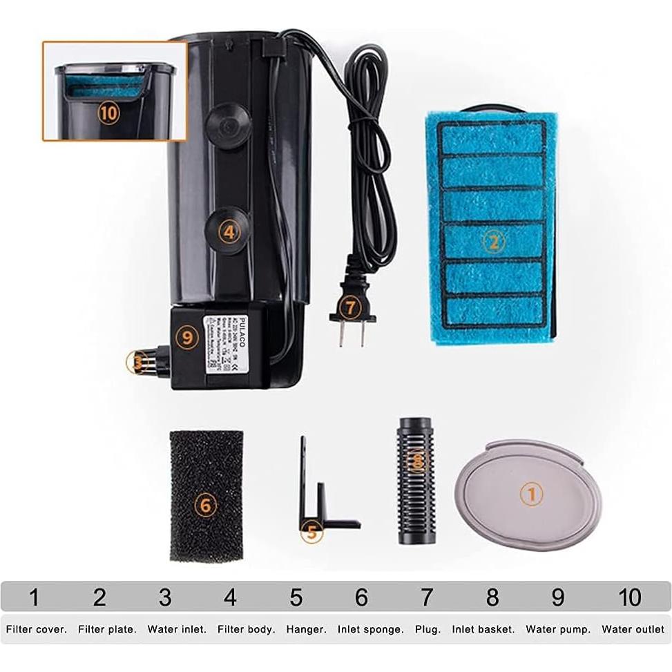 Filtro Interno PULACO para Acuario 75.71L, Silencioso y Eficiente