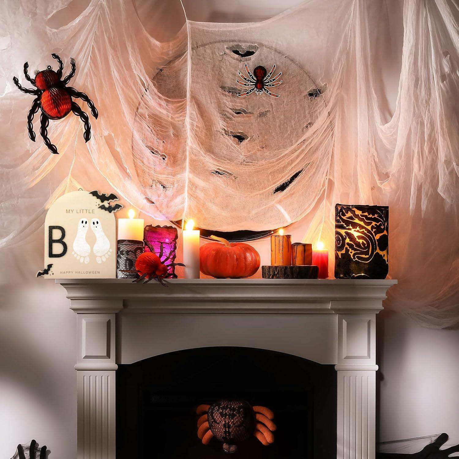 Cartel de Huellas de Bebé DIY Halloween Little Boo 19x18cm