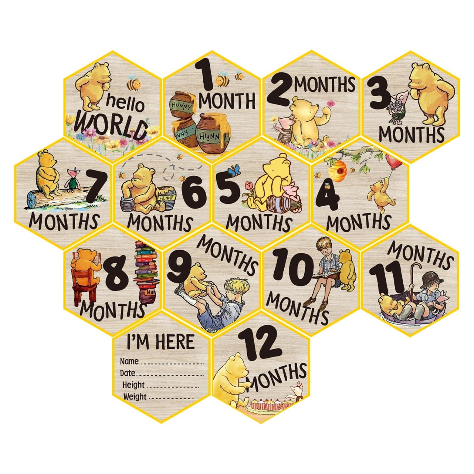 Tarjetas de Hito Mensual de Madera PAMBO - 7 Piezas