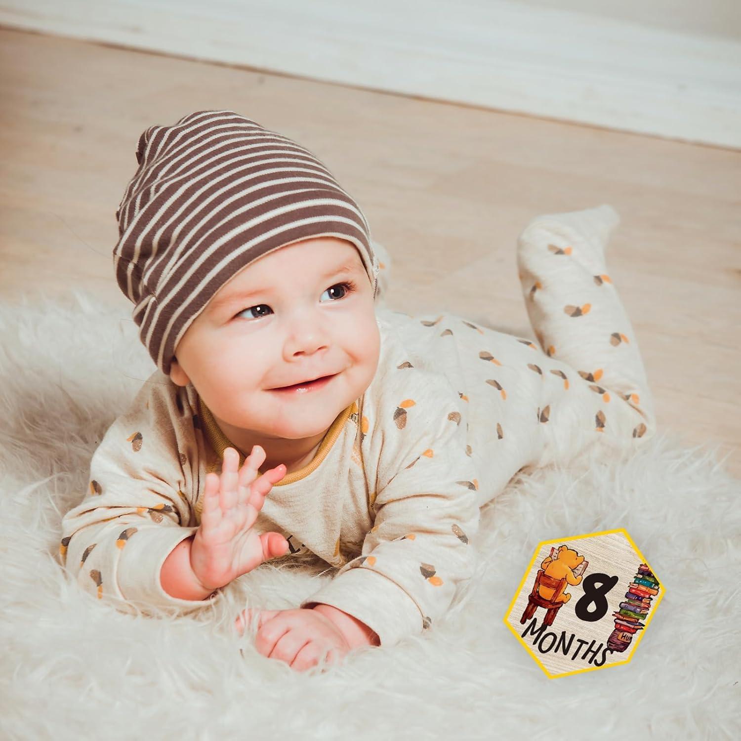 Tarjetas de Hito Mensual de Madera PAMBO - 7 Piezas