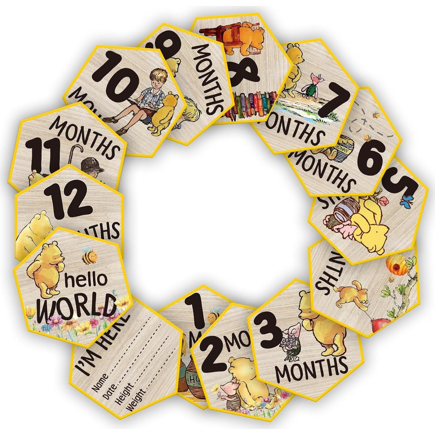 Tarjetas de Hito Mensual de Madera PAMBO - 7 Piezas