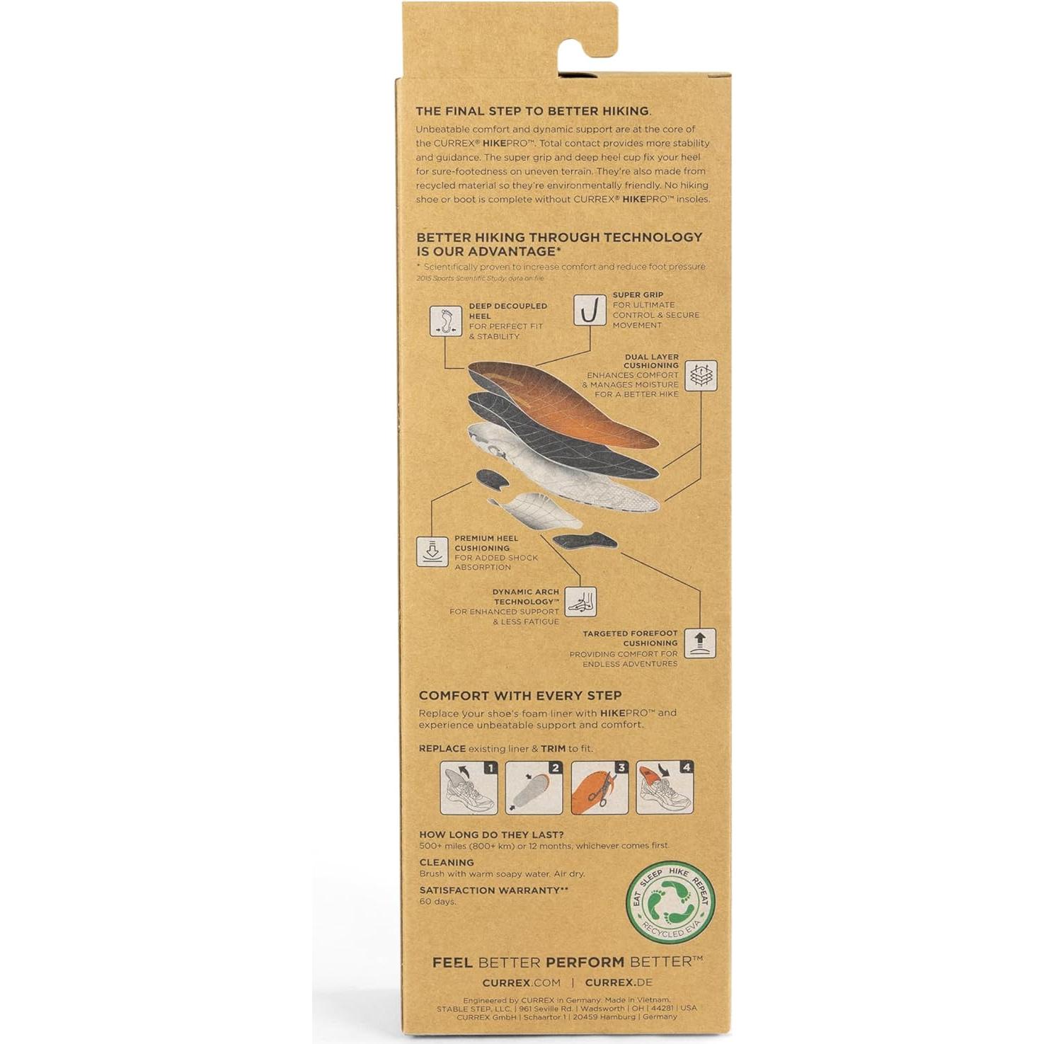 CURREX HikePro Plantillas Senderismo Arco Medio Amarillo