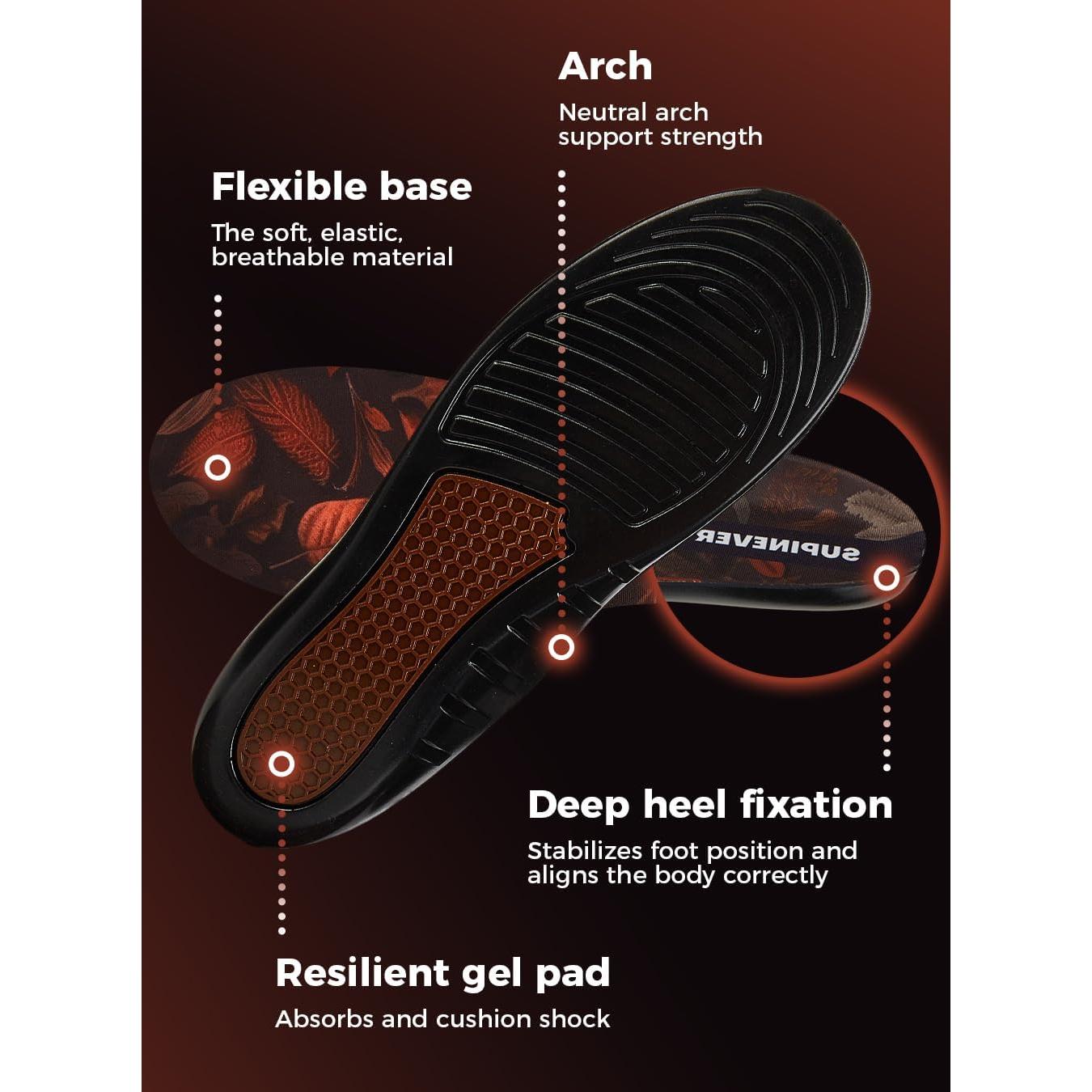 Plantillas Ortopédicas Supinever para Botas de Trabajo - Soporte Bajo del Arco - Alivio del Dolor - Tamaño M
