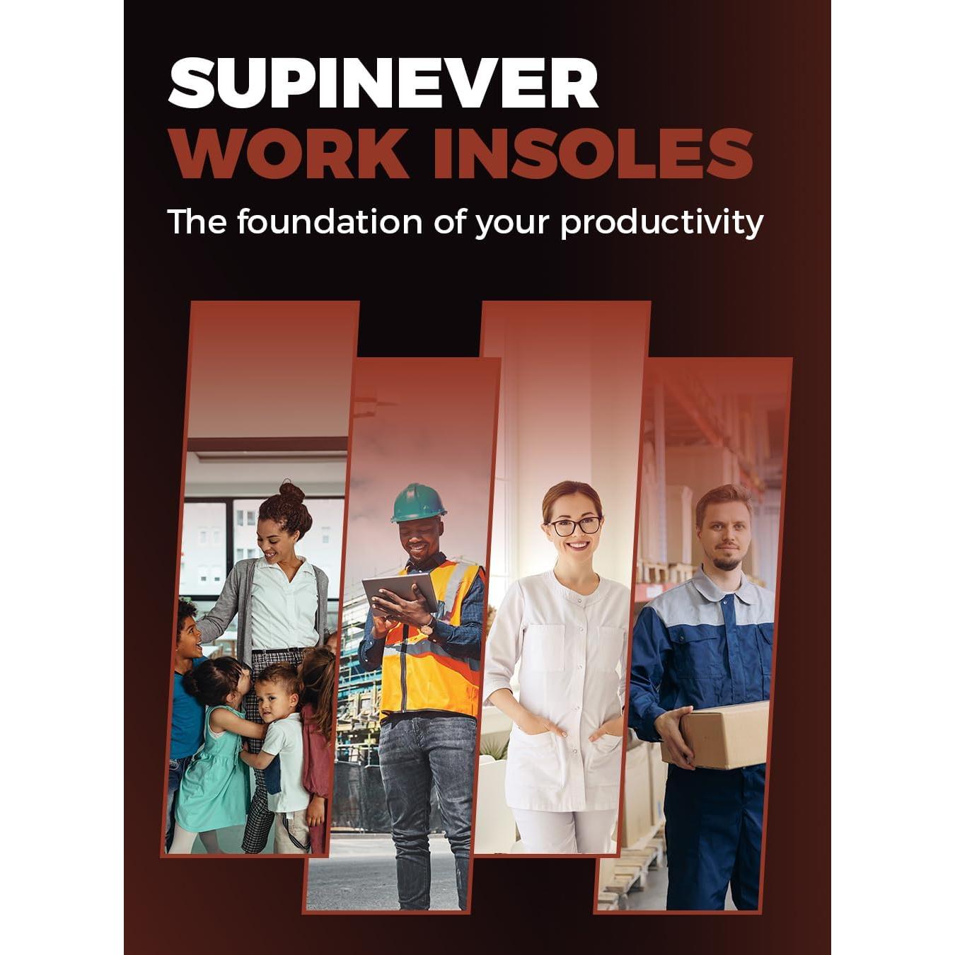 Plantillas Ortopédicas Supinever para Botas de Trabajo - Soporte Bajo del Arco - Alivio del Dolor - Tamaño M