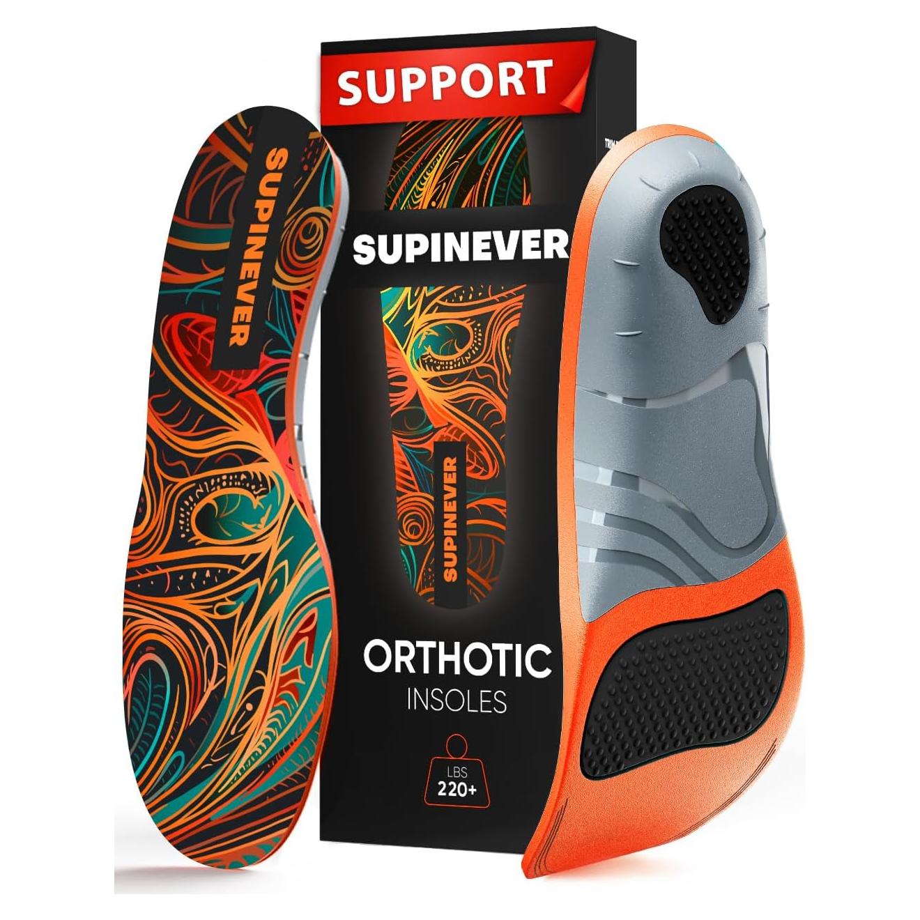 Plantillas ortopédicas SUPINEVER para fascitis plantar - Soporte alto - Para más de 100 kg - Tamaño L