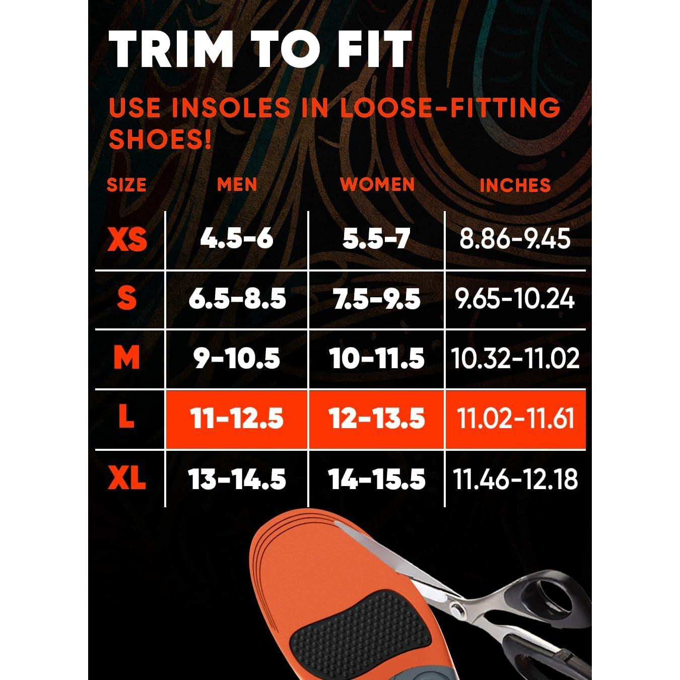 Plantillas ortopédicas SUPINEVER para fascitis plantar - Soporte alto - Para más de 100 kg - Tamaño L