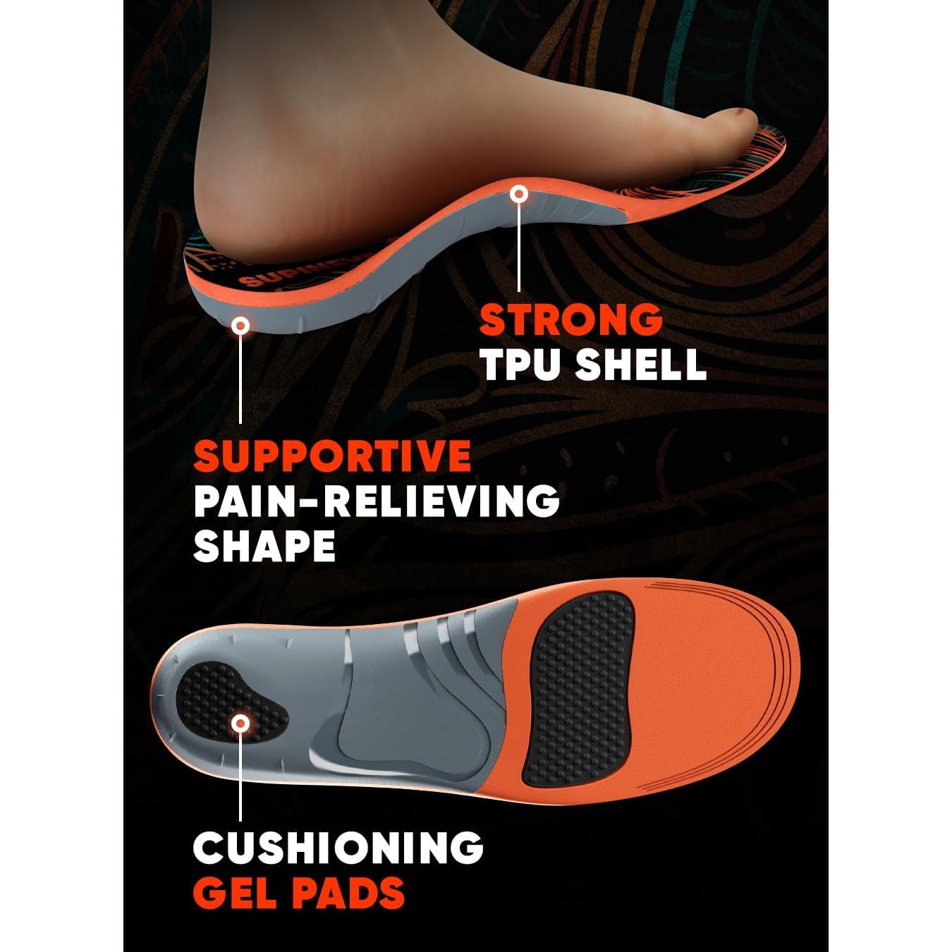 Plantillas ortopédicas SUPINEVER para fascitis plantar - Soporte alto - Para más de 100 kg - Tamaño L