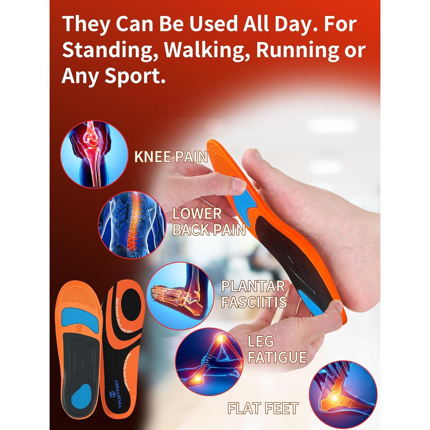 Plantillas Ortopédicas Trustfeet L para Alivio de Fatiga y Dolor