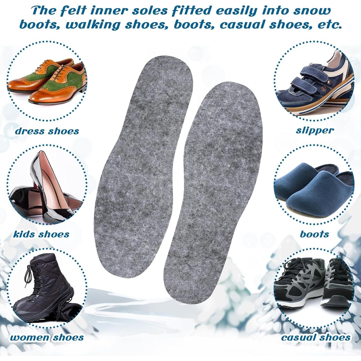 10 Pares de Plantillas de Lana de Fieltro Cutecrop - Talla 25 cm