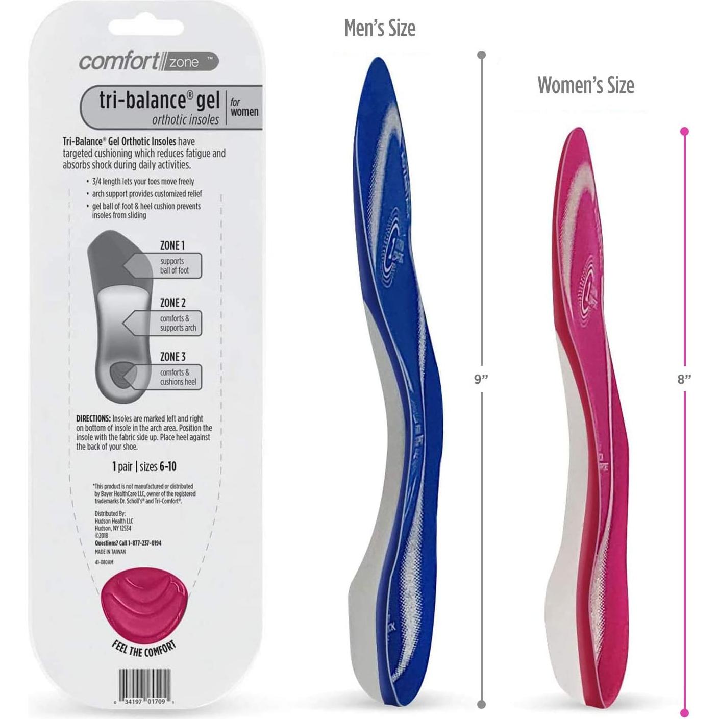 Plantillas ortopédicas de gel Comfort Zone para mujeres 3/4