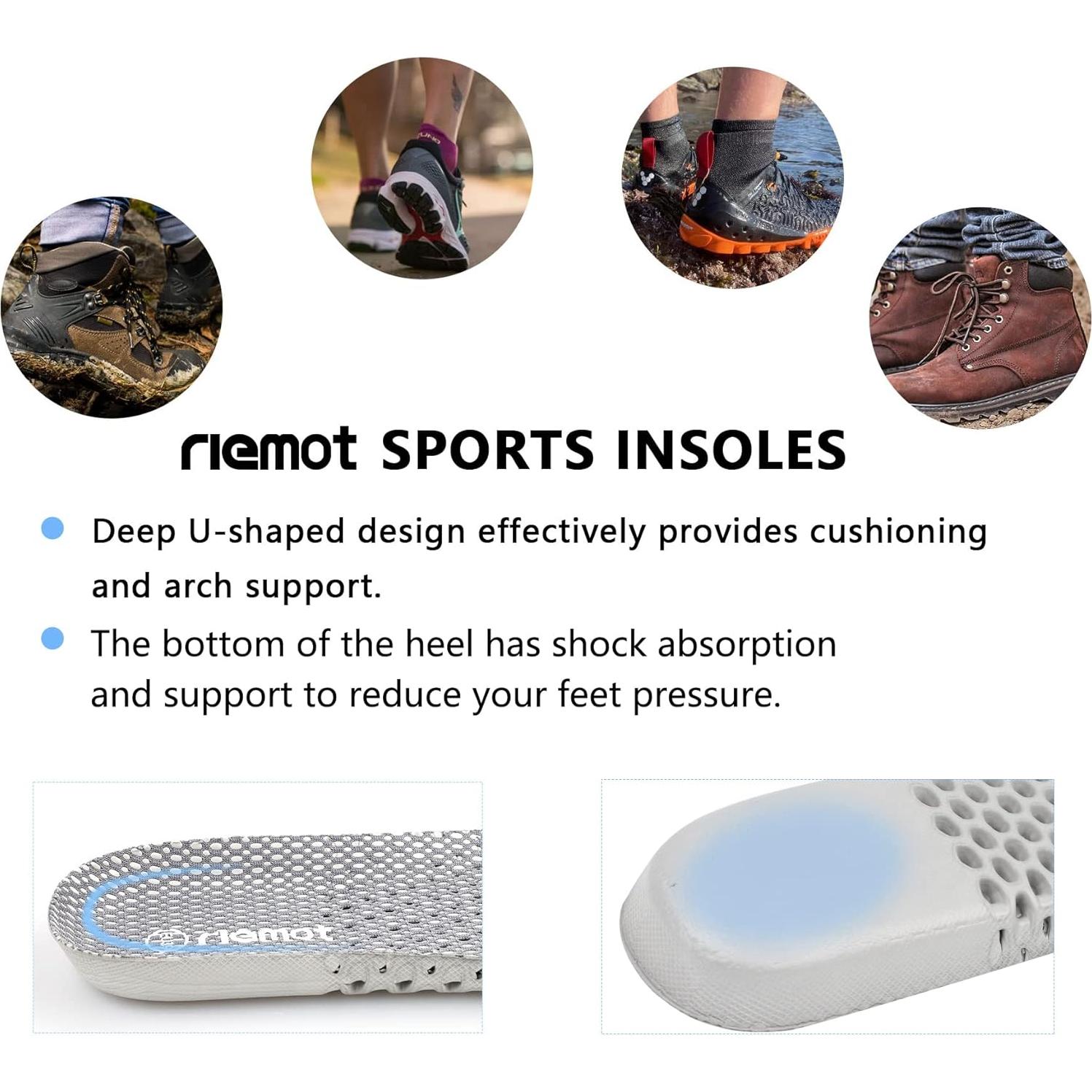 Plantillas Transpirables Riemot para Zapatos Hombre US14 Gris