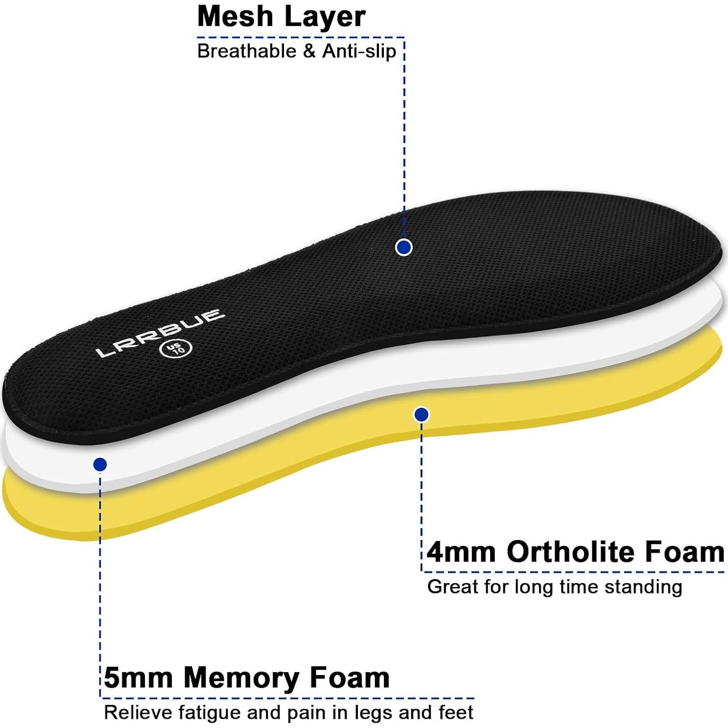 Plantillas de espuma viscoelástica LRRBUE para hombres 10 US