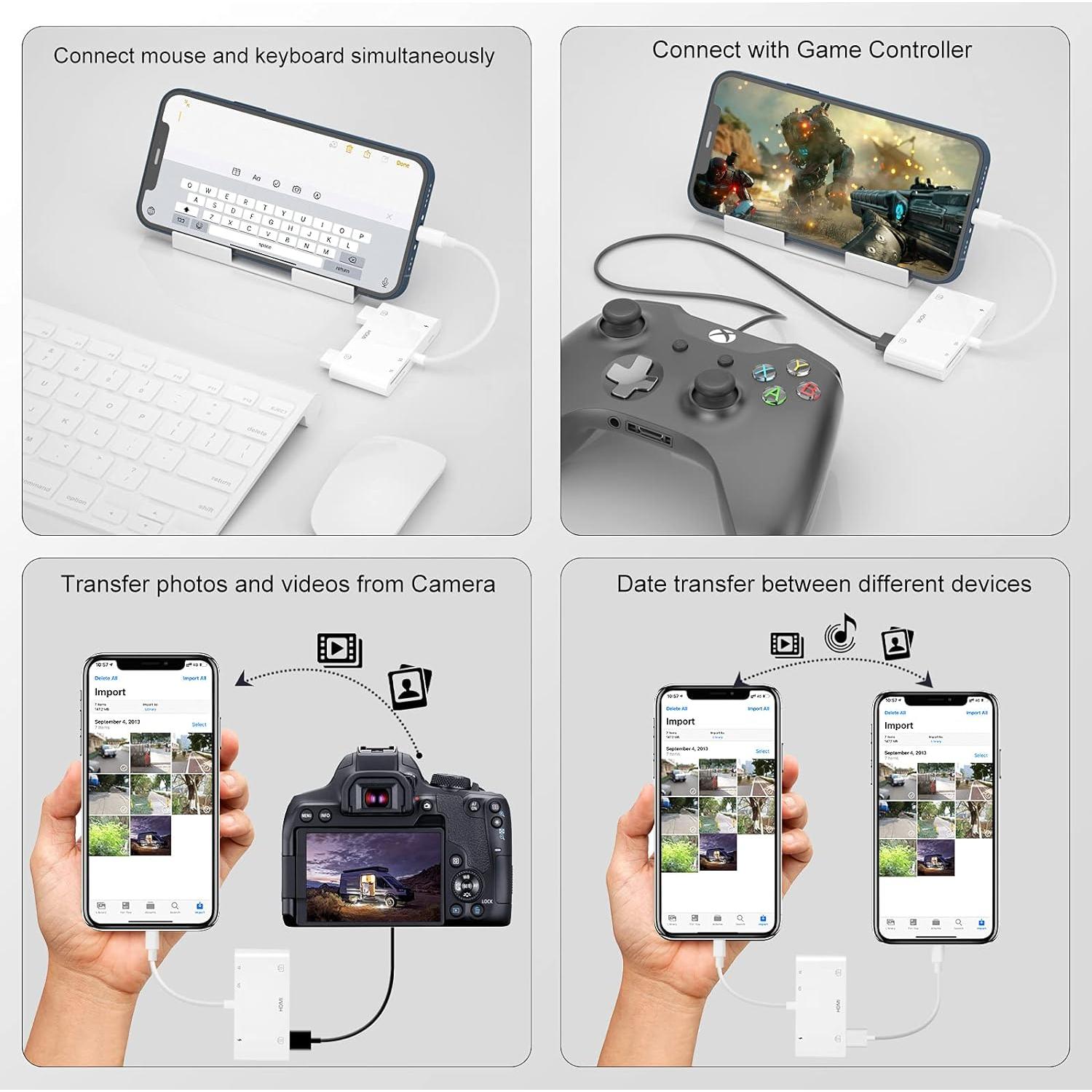 Adaptador Lightning a HDMI 6 en 1 FEINODI para iPhone