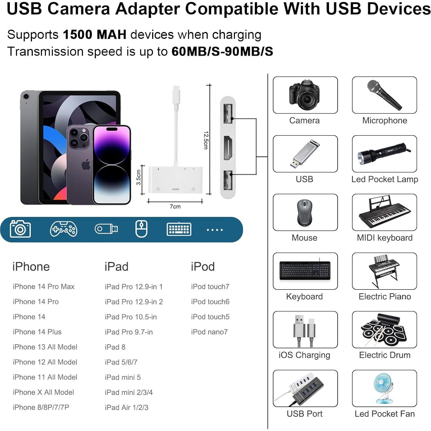 Adaptador Lightning a HDMI 6 en 1 FEINODI para iPhone