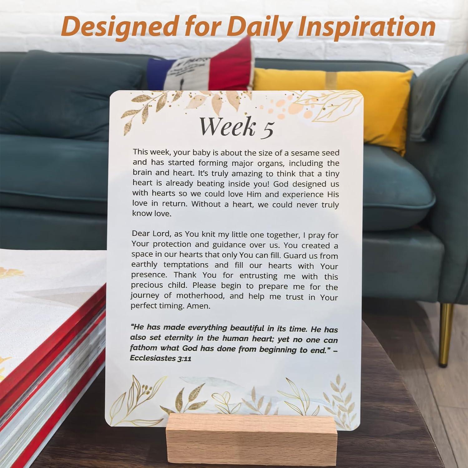 Tarjetas de Oración para Embarazo con Soporte - 20 Hitos Semanales