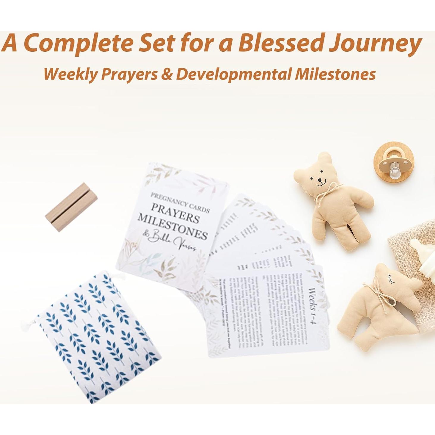 Tarjetas de Oración para Embarazo con Soporte - 20 Hitos Semanales