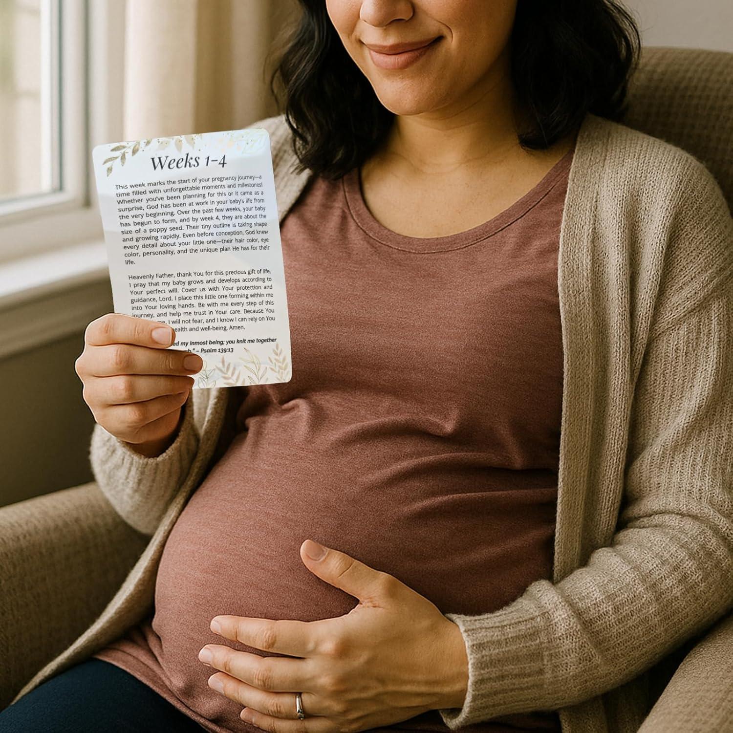 Tarjetas de Oración para Embarazo con Soporte - 20 Hitos Semanales