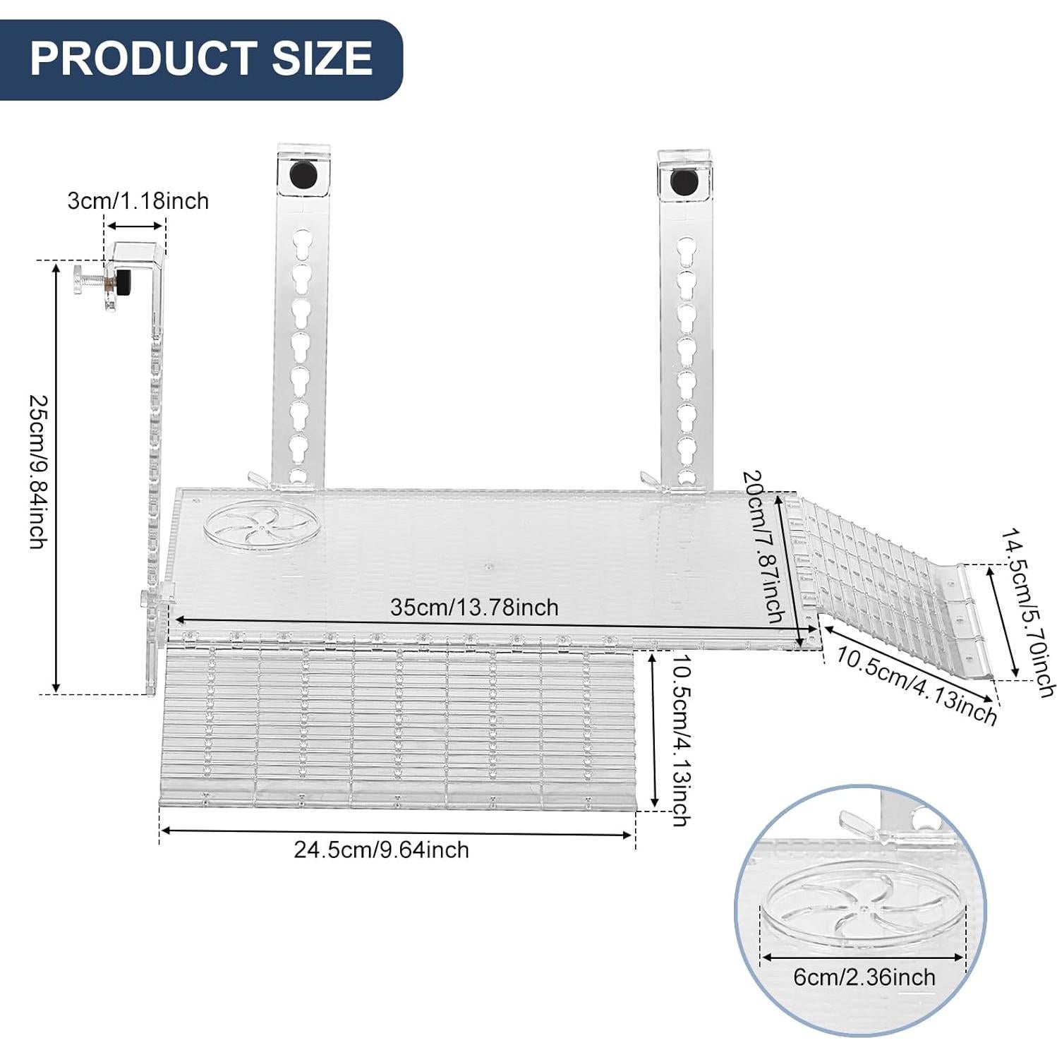 Plataforma de Sol para Tortugas Kaimenhong 35x20x25cm Acrílico