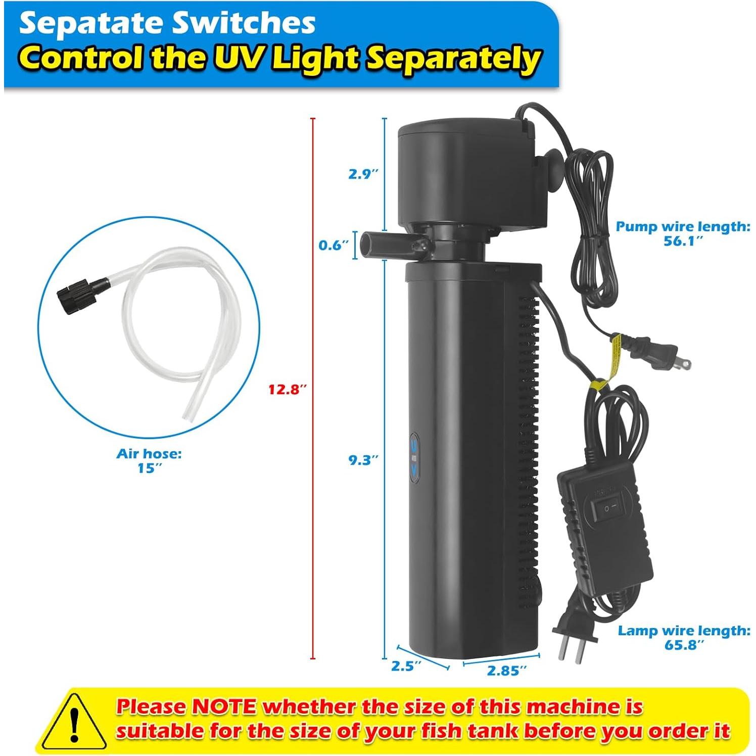 Filtro de Acuario TARARIUM U-V 400GPH para 151-567 Litros