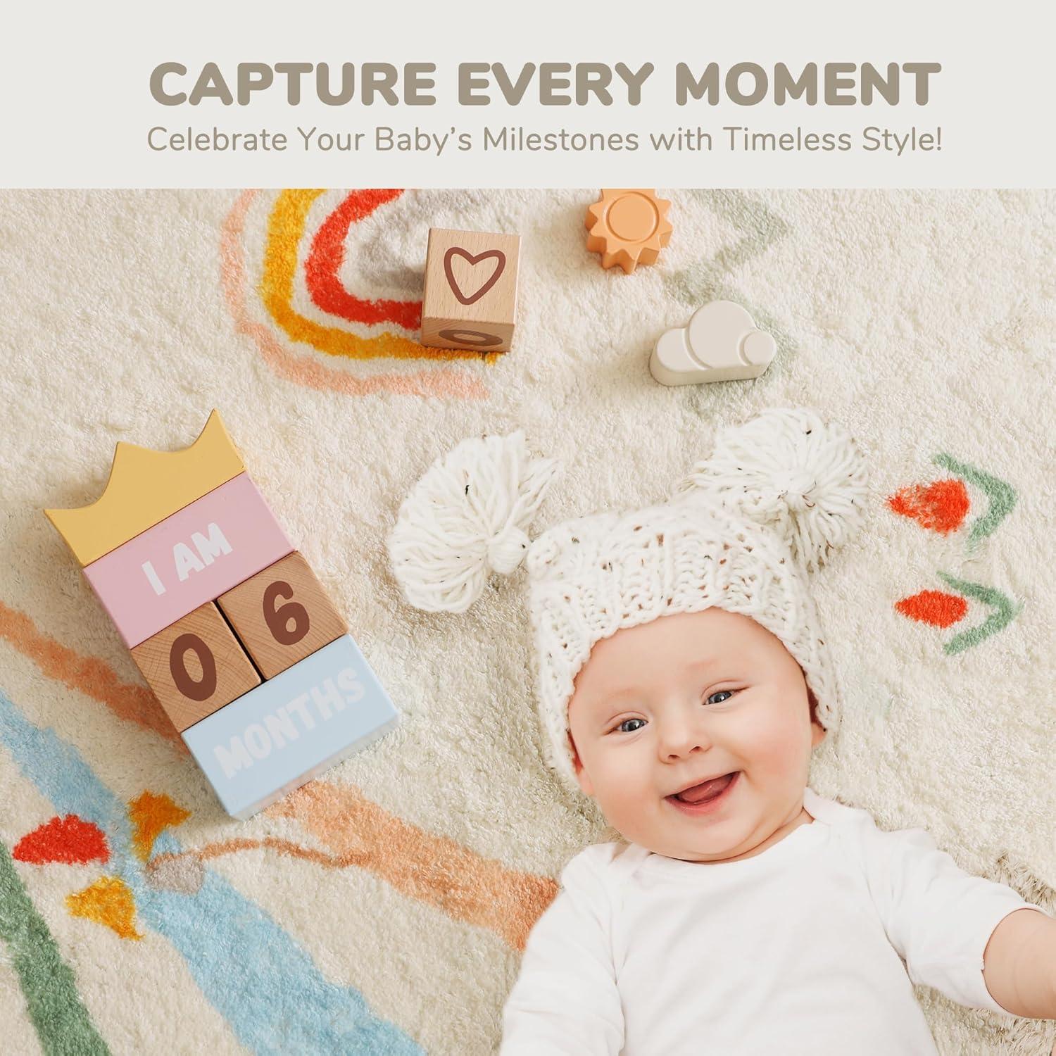 Juego de Bloques de Hitos Mensuales de Madera AVENLAND 12 Pcs