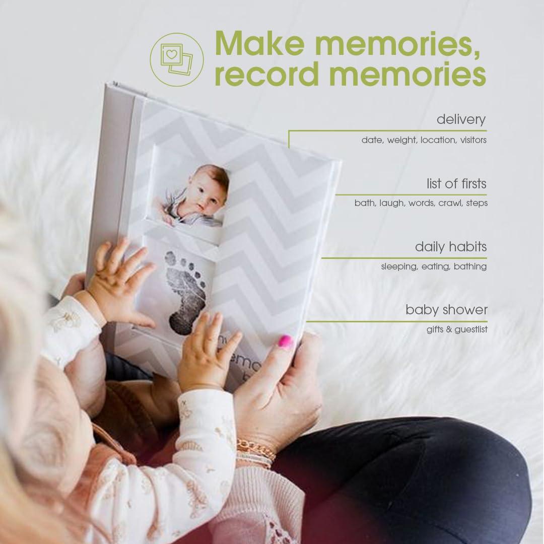 Libro de Memorias del Bebé Chevron Pearhead 50 Páginas Gris