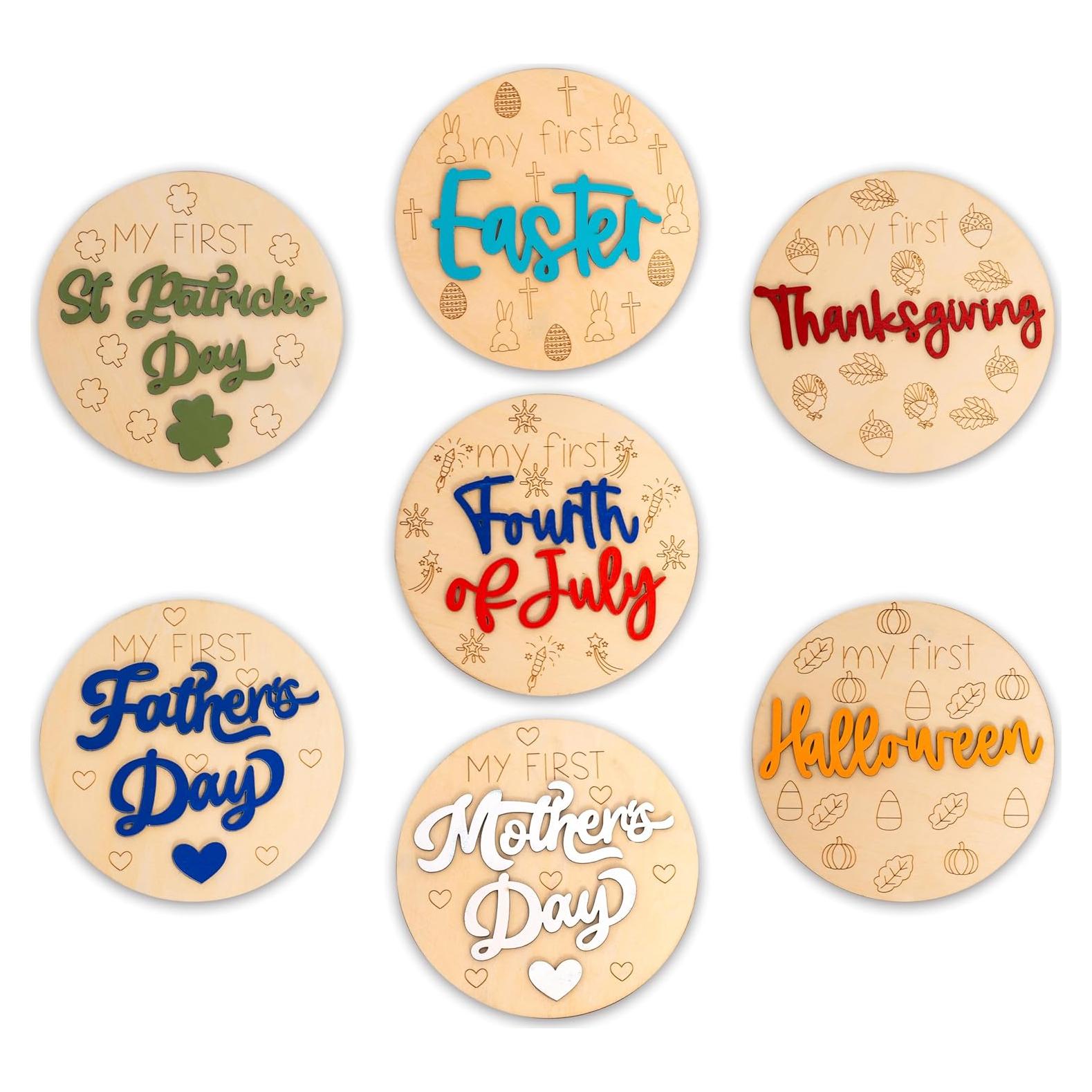 7 Piezas Accesorios de Madera para Fotos de Vacaciones Bebé