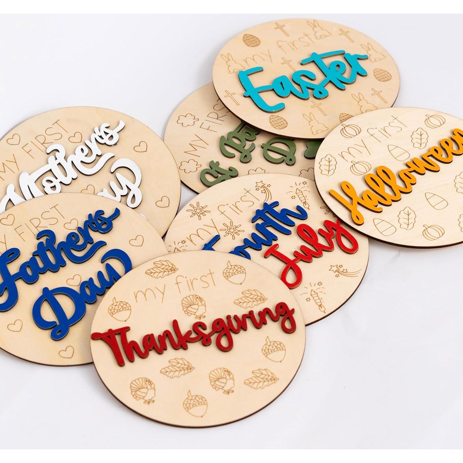 7 Piezas Accesorios de Madera para Fotos de Vacaciones Bebé