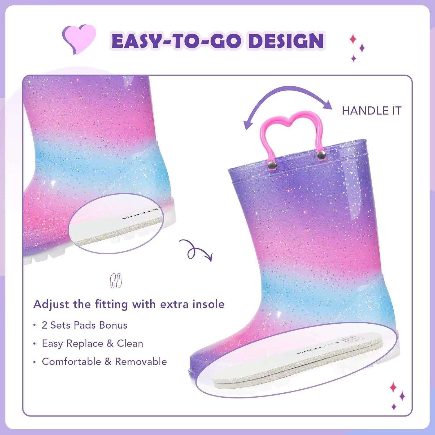 Botas de lluvia impermeables EUXTERPA para niños con luces 33cm