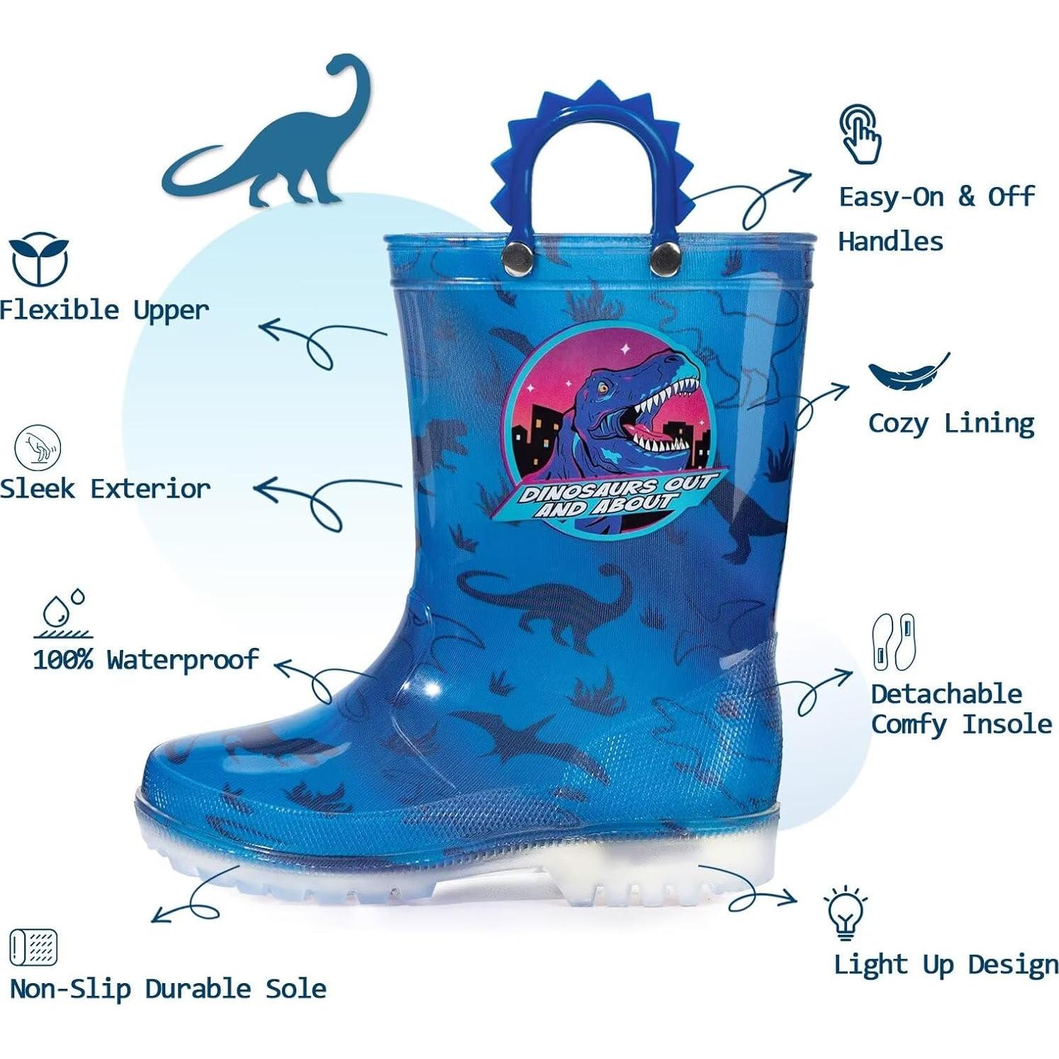 Botas de lluvia impermeables EUXTERPA para niños con luces - Talla 1