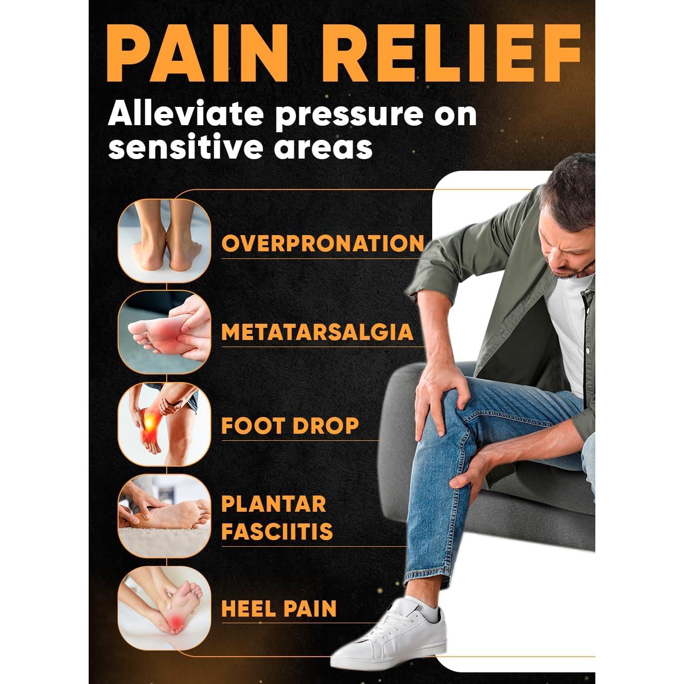 Plantillas Ortopédicas CRUVHEAL Arco Alto para Fascitis Plantar - Negro L