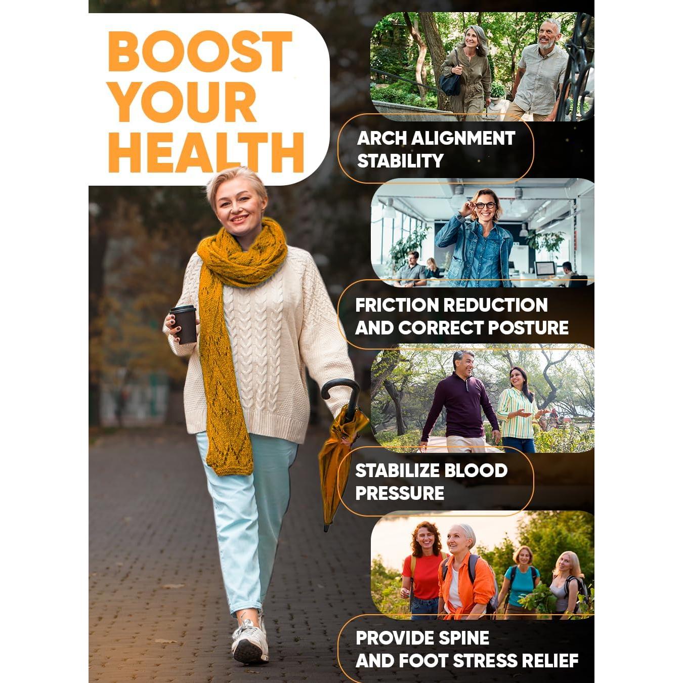 Plantillas Ortopédicas CRUVHEAL Arco Alto para Fascitis Plantar - Negro L