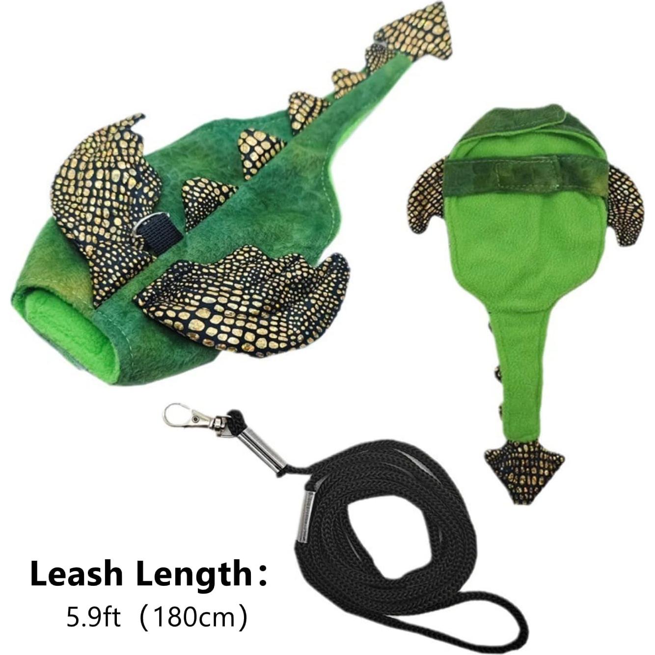 Conjunto Arnés y Correa Dragón Barbudo WCDJOMOP S Verde