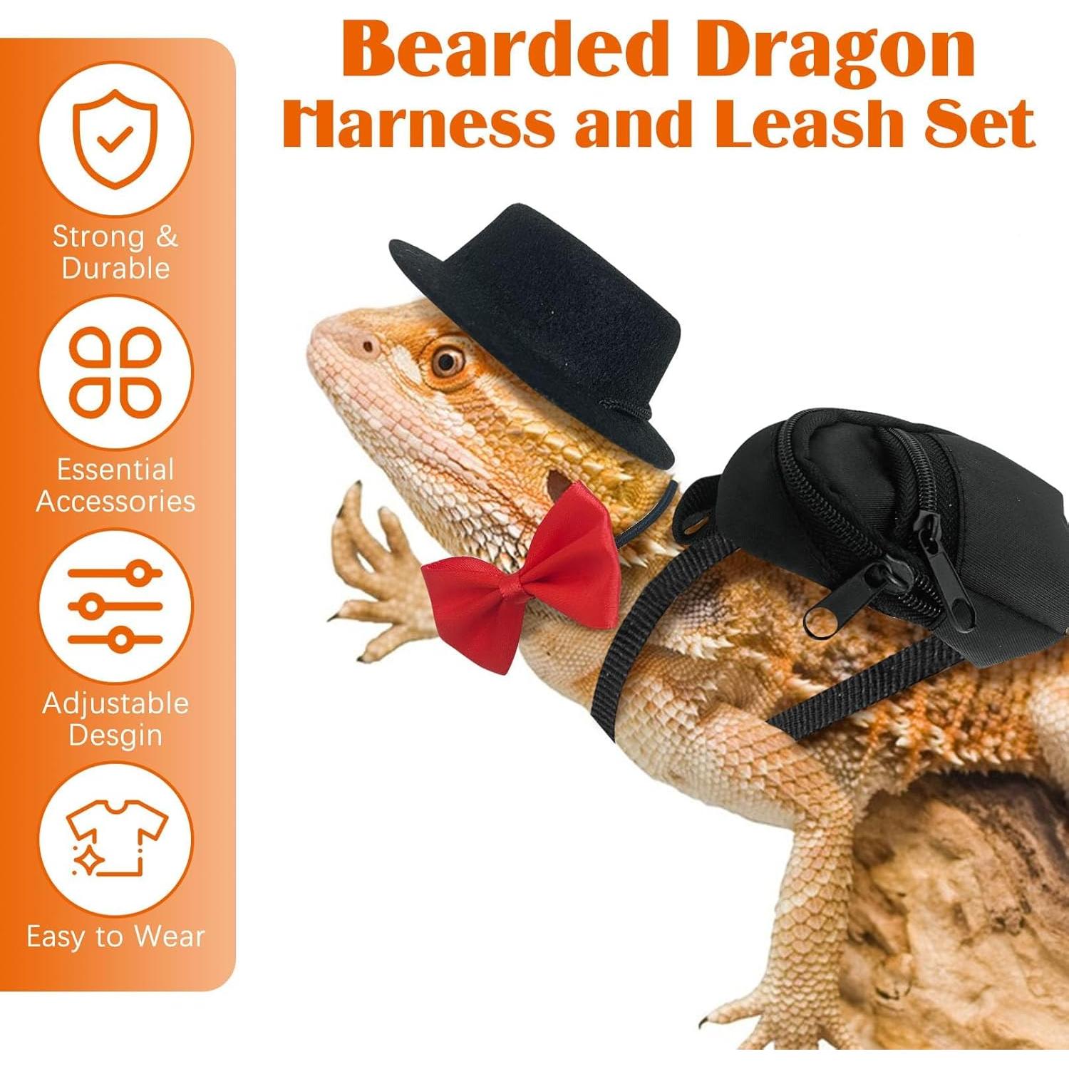 Correa y Arnés para Dragón Barbudo PINVNBY con Mochila y Juguetes