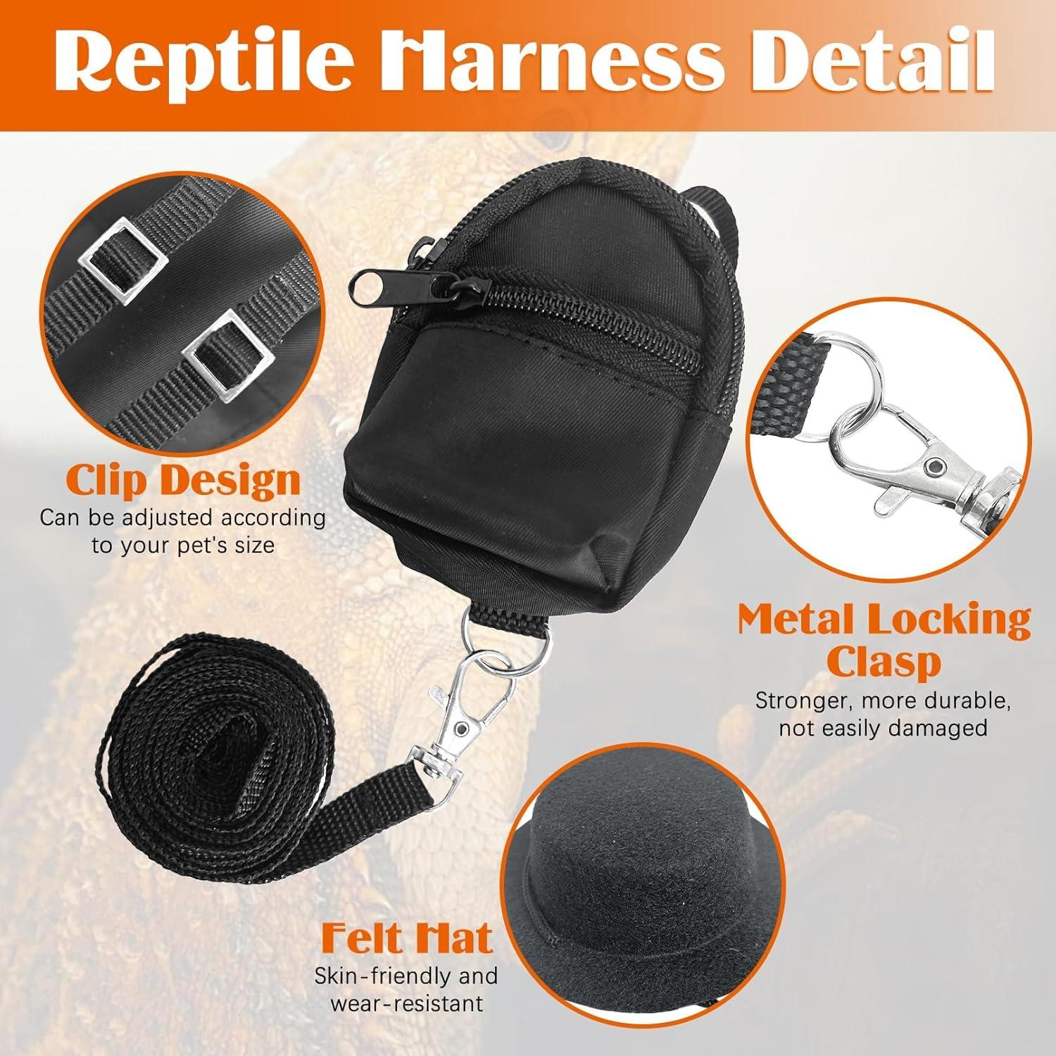 Correa y Arnés para Dragón Barbudo PINVNBY con Mochila y Juguetes