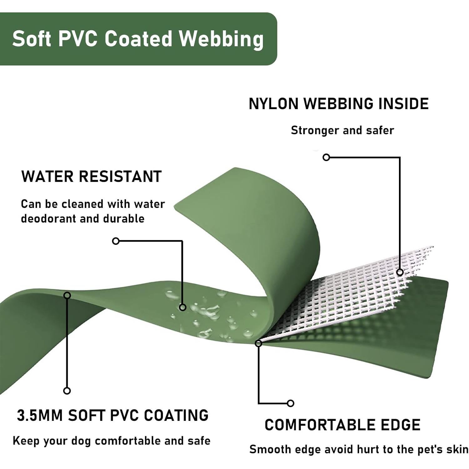 Conjunto Collar y Correa para Perro ZALER Ajustable Impermeable L Verde