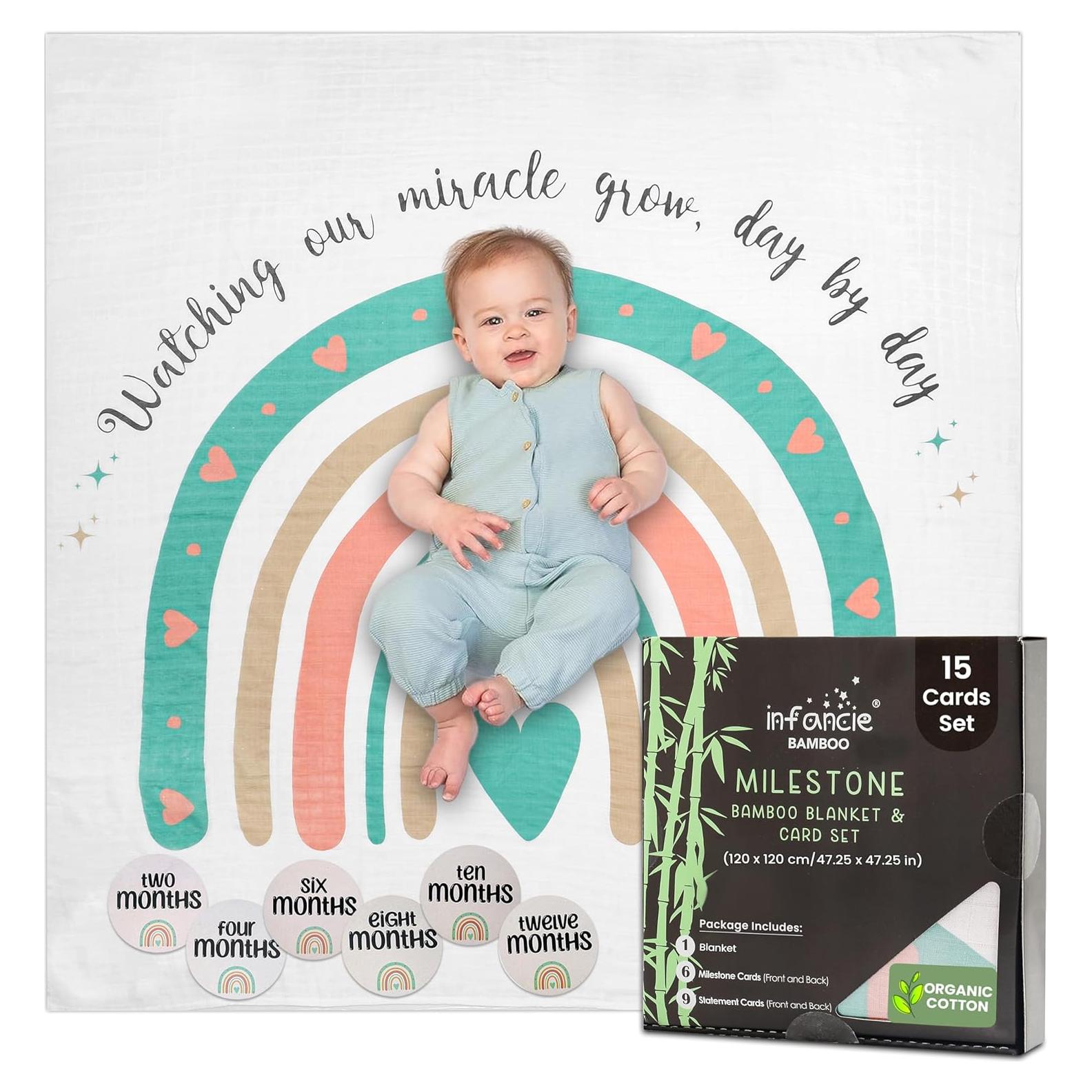 Manta de Hitos Mensual Infancie de Bambú Orgánico 120x120 cm