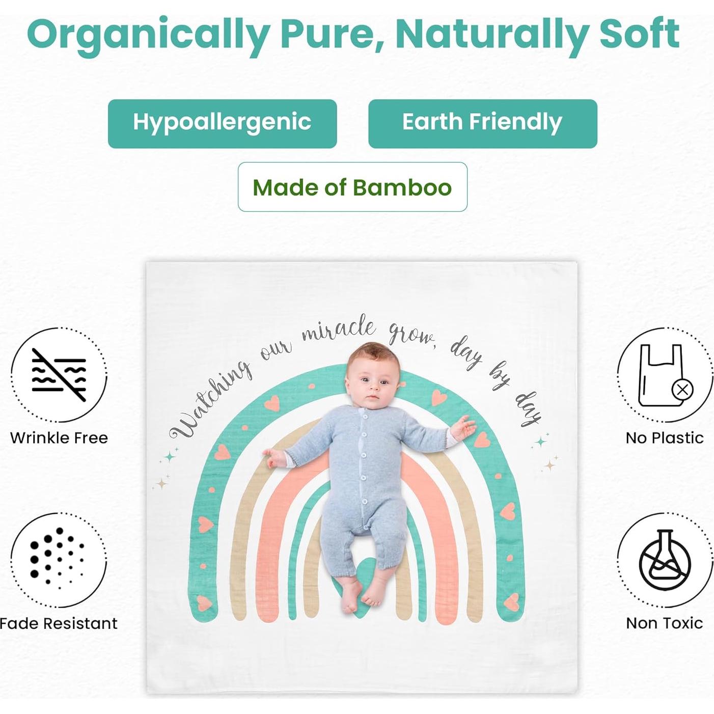 Manta de Hitos Mensual Infancie de Bambú Orgánico 120x120 cm