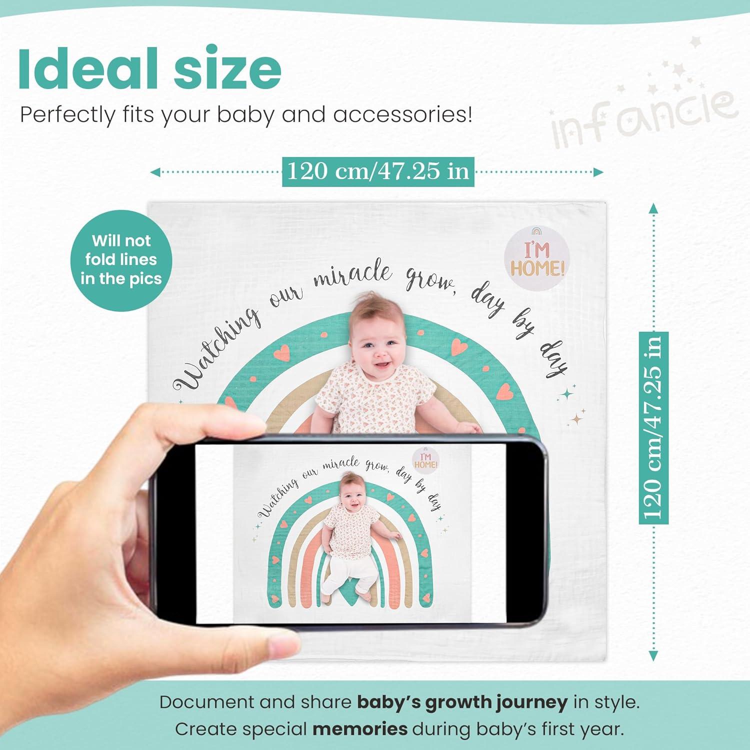 Manta de Hitos Mensual Infancie de Bambú Orgánico 120x120 cm