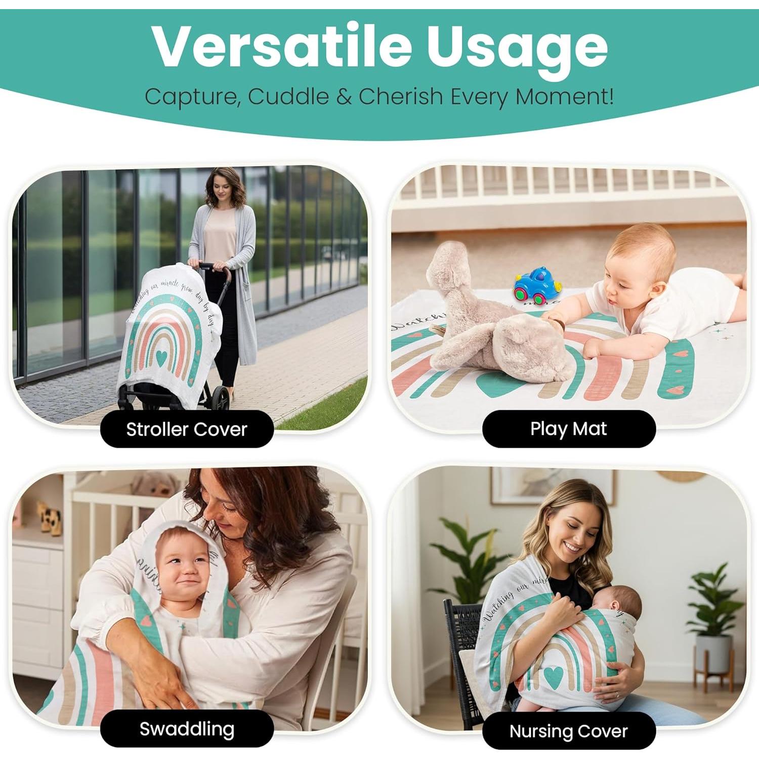 Manta de Hitos Mensual Infancie de Bambú Orgánico 120x120 cm