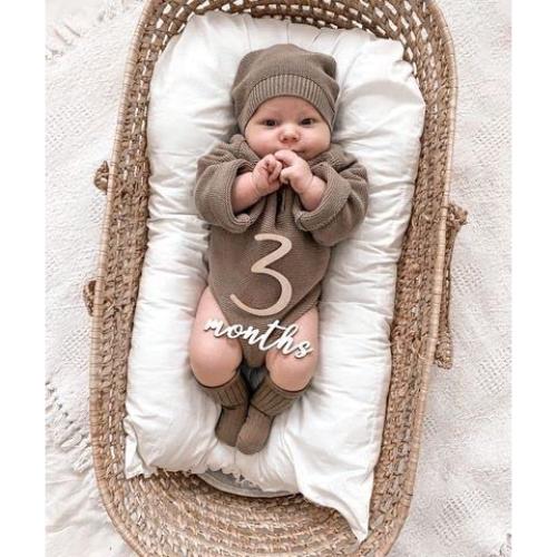 Números de Hitos para Bebés de Madera AMAMCN - 12 Piezas